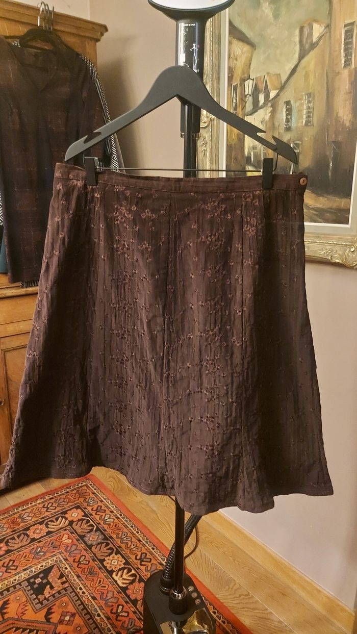 Jupe marron en velour Brodé Paprika  t 3(48) - photo numéro 9