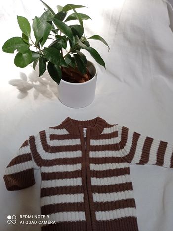 Gilet marron blanc 1mois