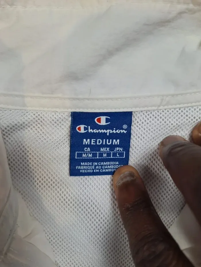 veste coupe vent champion blanche / homme taille M / brodé (470) - photo numéro 11