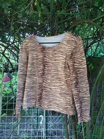 Petit haut beige rayure zebrer marron T 2