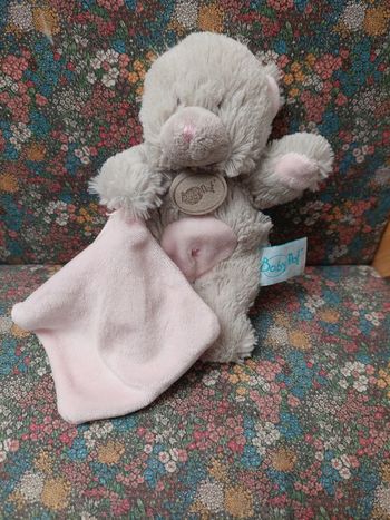 #2 Doudou ourson gris et rose Baby Nat