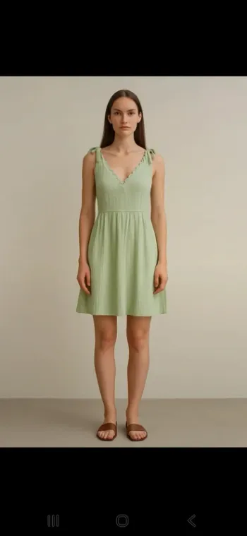 👗 Jolie Robe verte d'été petit noeud qualité italienne