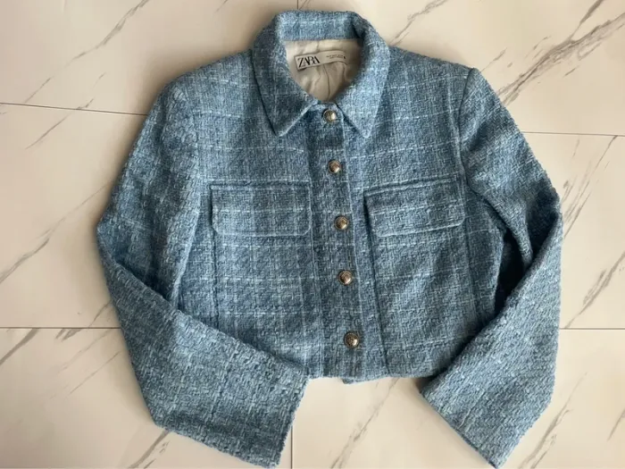 Zara Veste blazer tailleur cropped tweed taille M - photo numéro 10