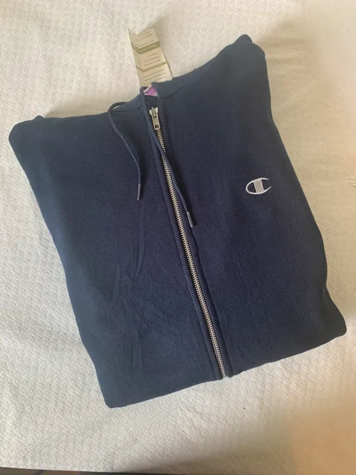 Sweat Champion zippé Bleu Marine - Grande taille XXL - Neuf avec étiquette