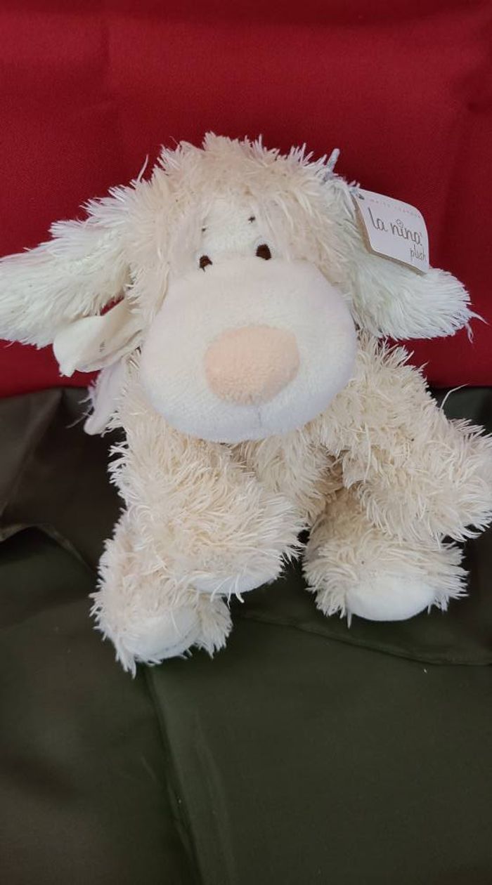 peluche chien blanc crème la nina plush