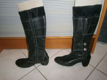 Bottes à talon en cuir marron PATAUGAS P38