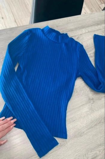 Pull fin cotelé bleu Jennyfer XS