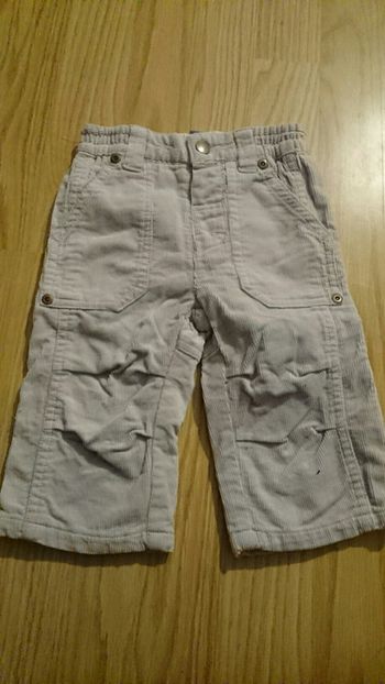 Pantalon velours 6 mois gris pale