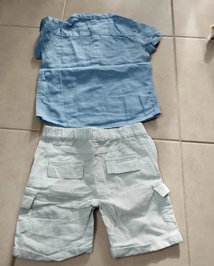 ensemble été garçon 18 24 mois mini rebel chemise short rayé - photo numéro 4