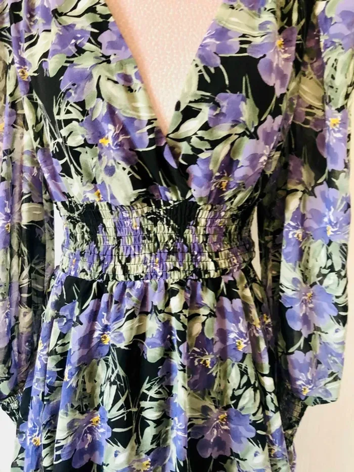 💜🌿Robe courte à volants 36/38 coquette fairycore cottagecore whimsigoth Floral ruffled Mini Dress🌿💜 - photo numéro 7