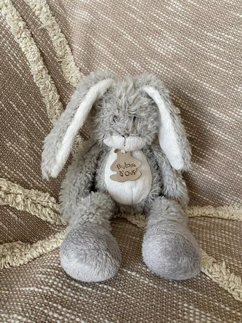 Peluche doudou 26cm Histoire d'Ours lapin gris et blanc très bon état