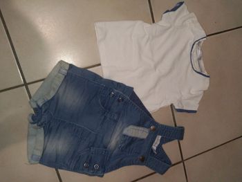 Salopette jean été + t-shirt