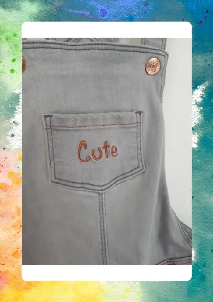 Jolie salopette short en jeans 6 ans - photo numéro 3