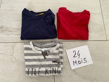 Lot de 3 t-shirts ML 1 col mao 2 ans