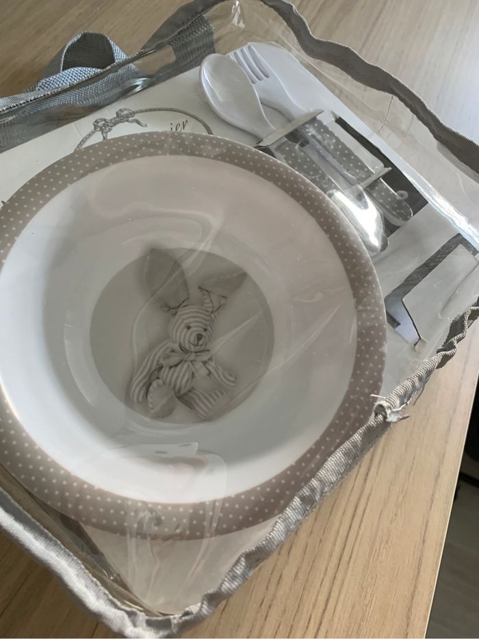 Coffret repas bébé mixte Mathilde M Lapin - photo numéro 5