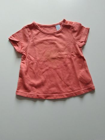 tee shirt manches courtes corail orange okaidi fille 6 mois