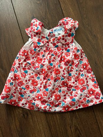 Robe Jacadi liberty 6 mois 67 cm rouge fleurs