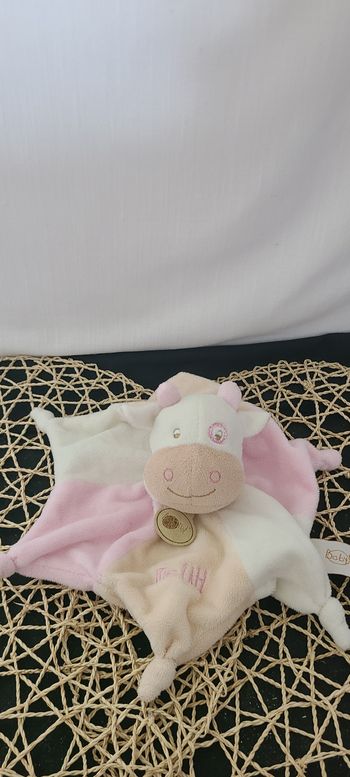 Doudou Plat Étoile Vache Meuh Baby Nat Babynat Beige Rose