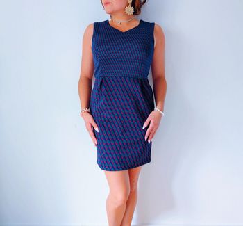 Robe fourreau droite  vert canard imprimé rétro 60s élégante classe working girl Naf Naf Taille 38