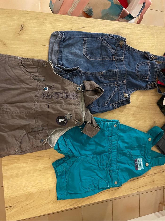 2 combi-short et 1 salopette garçons 6 mois
