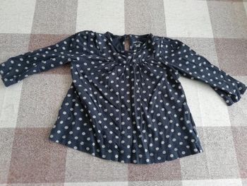 Tee shirt gris à pois manches longues 12 mois boutchou