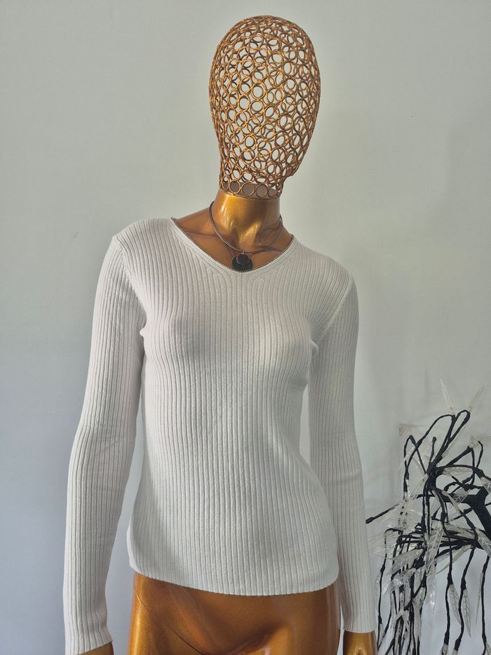 Pull Femme Blanc Col v taille unique