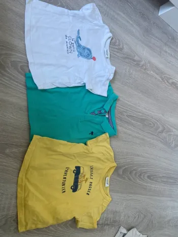 Lot 3 t shirt polo tao garcon 9 mois 71 cm