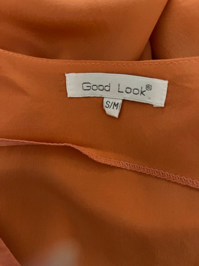 Robe courte col carré en soie orange Good Look - photo numéro 6