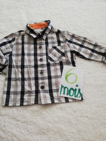 Chemise à carreaux noir garçon 6 mois kitchoun