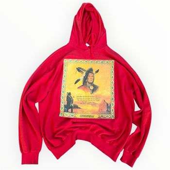 Sweat hoodie vintage Y2K rouge print graphique style amérindien streetwear