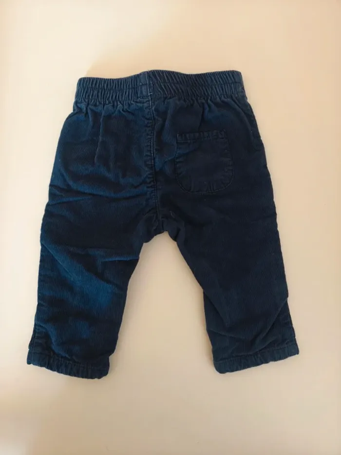 Pantalon bleu marine velours côtelé ceinture élastique - photo numéro 3