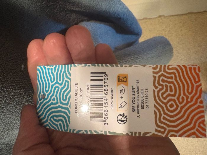 Poncho de plage avec capuche  taille unique neuf gris - photo numéro 3