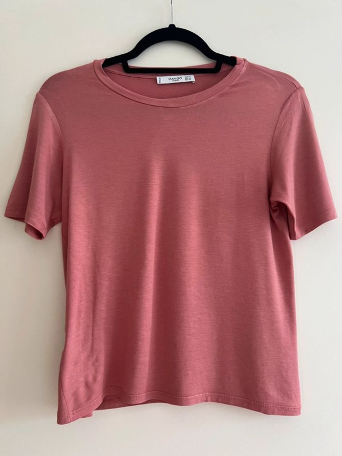 T-shirt vieux rose uni MANGO - Taille S - photo numéro 4
