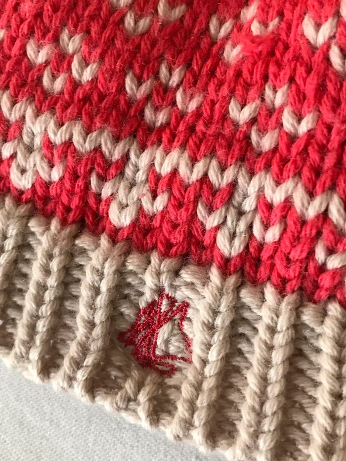 Bonnet enfant rouge et beige - photo numéro 6