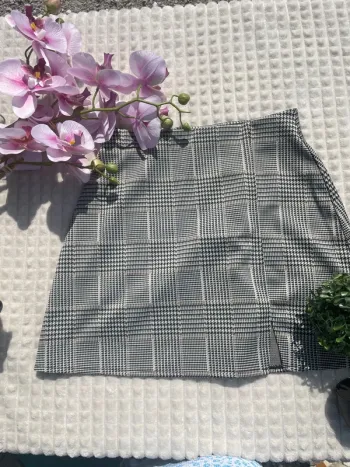 Jupe à carreaux H&M S, mini fente