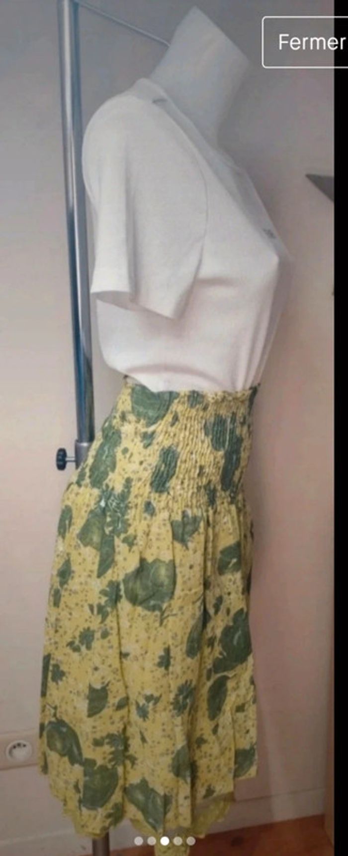 🌺Jupe smockée mi-longue vintage vert pomme 36 38🌺 - photo numéro 2