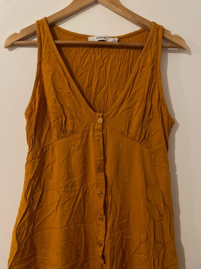 Robe longue jaune à bretelles col V - photo numéro 2