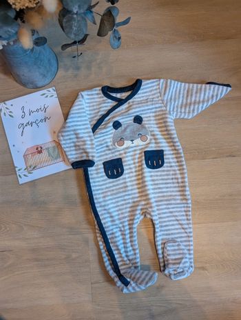 Pyjama velours Pat et Ripaton 3 mois