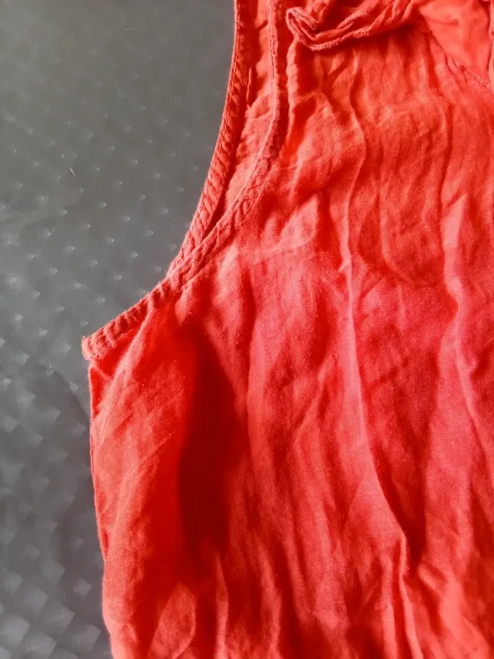 Blouse sans manches col avec boutons et volants avec soie corail femme - photo numéro 20