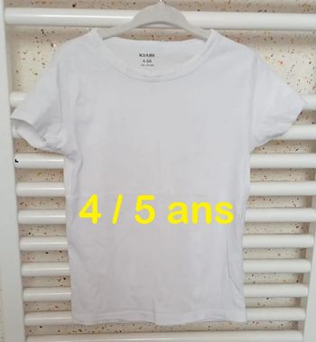 Tee shirt manche courte blanc Kiabi Taille 4 / 5 ans