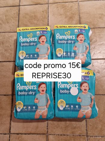 144 couches Pampers baby-dry taille 5+