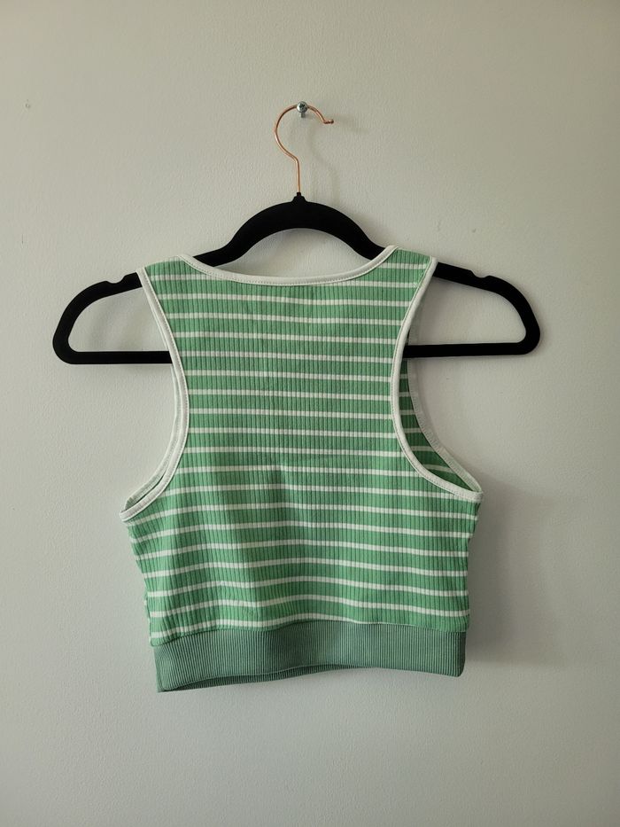 Crop top rayé vert & blanc Shein - Taille S - Style Y2K tendance - photo numéro 2