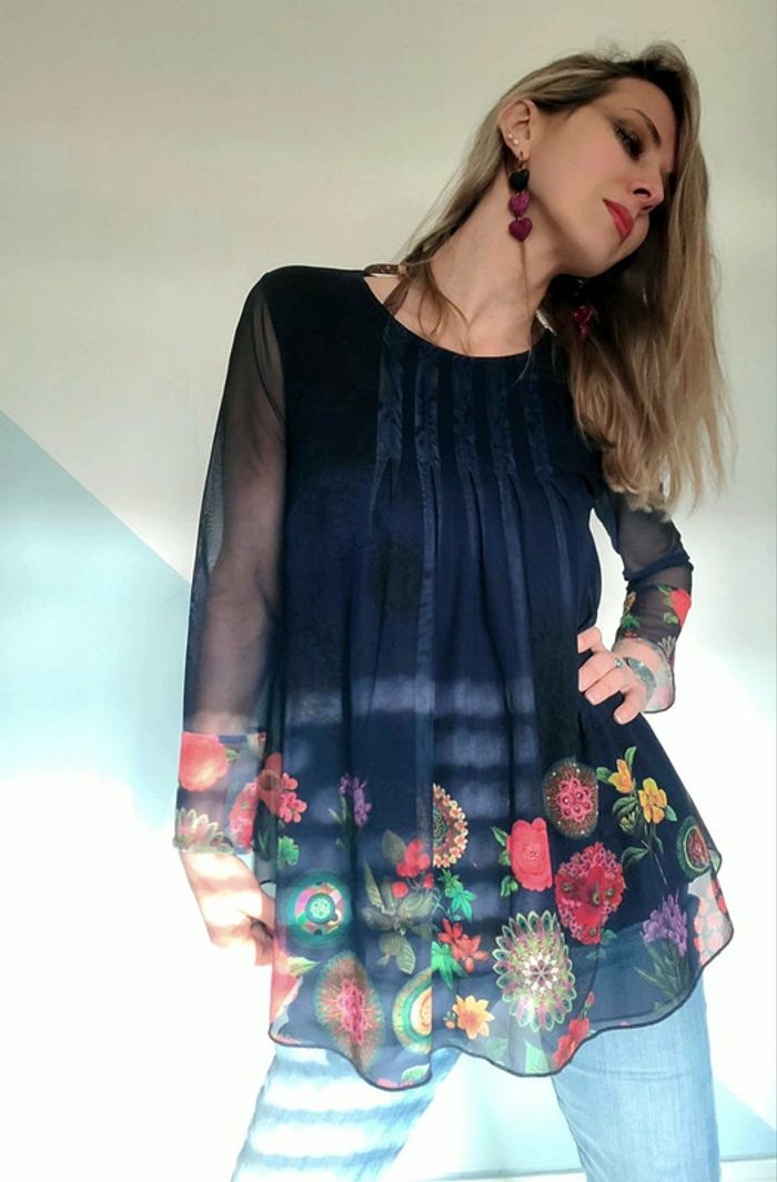 Tunique blouse Haut fleuri femme Marque Desigual taille 36 - photo numéro 6
