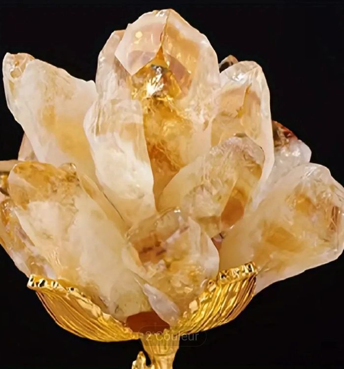 Rose Énergétique en Citrine Naturelle💫Élégance & Lumière Dorée - photo numéro 3
