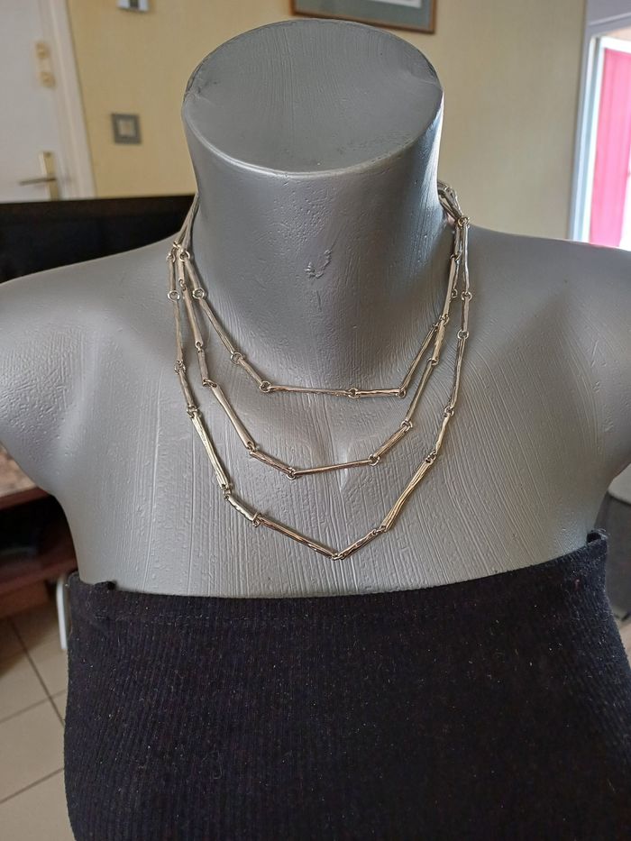 Collier triple rang argenté - photo numéro 2