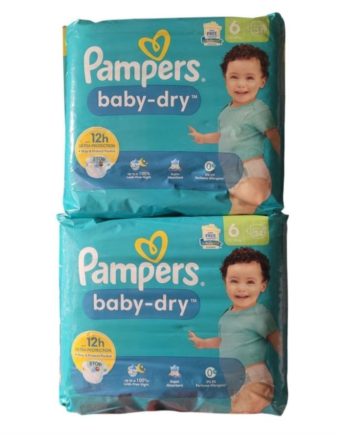 Lot de 2 paquets de couches PAMPERS Baby-dry Taille 6
