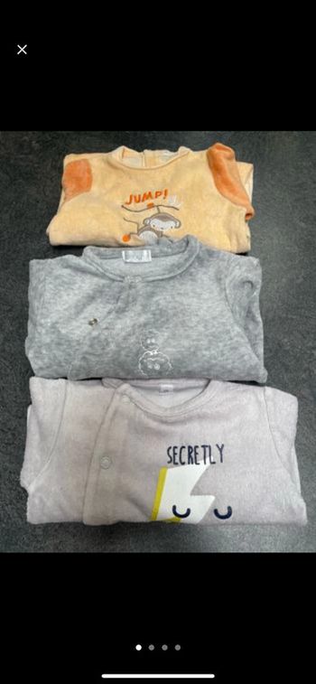 Lot de 3 pyjamas velours chaud bébé  3 mois mixte