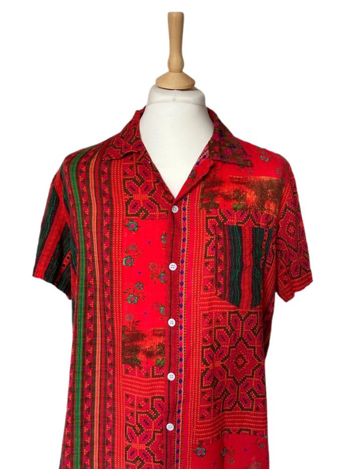 🌿🍓Chemise homme vintage estivale style ethnique indien hippie boho ethnic floral shirt🍓🌿 - photo numéro 3