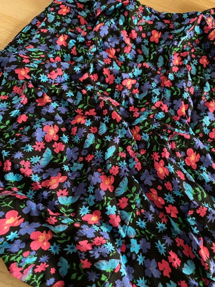 Jupe fille 6 7 8 ans fleurs tex été voile mousseline légère - photo numéro 4