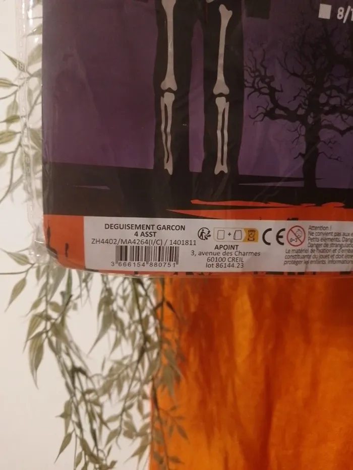 tenue de squelette taille 3/4 ans - 110 cm - photo numéro 4